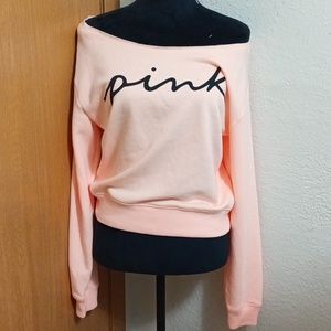NWOT Pink women's cut off shoulder sweatshirt size medium